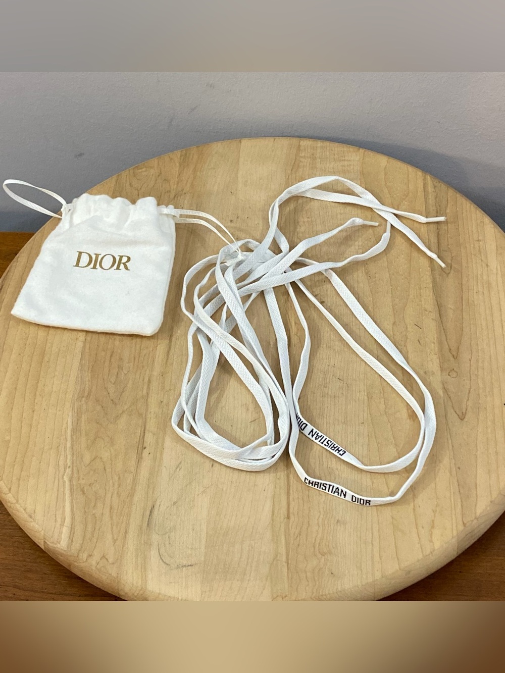 Dior White Logo Shoelaces Spare Replacement Pair with Branded Dust Bag - Picture 6 of 7